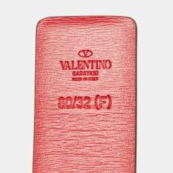 Pre Owned Valentino Black/Red Leather VLogo Reversible Belt 80CM