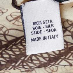 Pre Owned Valentino Cream Logo Printed Silk Scarf