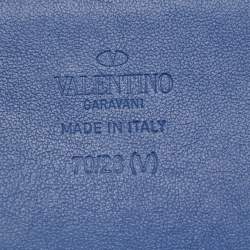 Pre Owned Valentino Blue Leather VLogo Waist Belt 70 CM