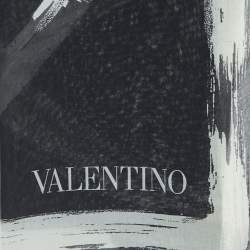 Pre Owned Valentino Black VLogo Print Silk Chiffon Scarf