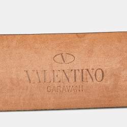 Pre Owned Valentino Plum Patent Leather VLogo Crystals Buckle Belt 95CM