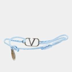 Valentino Vlogo Silver Tone Adjustable Cord Bracelet