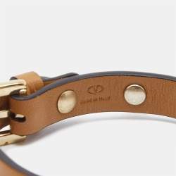 Pre Owned Valentino Rockstud Leather Gold Tone Bracelet