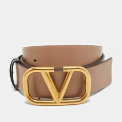 Pre Owned Valentino Black/Dusty Pink Leather VLogo Reversible Belt 85 CM