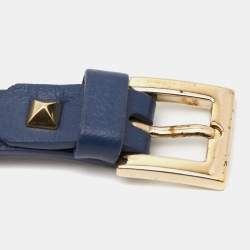 Pre Owned Valentino Rockstud Leather Gold Tone Bracelet