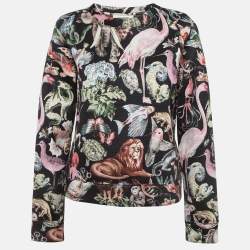 Pre Owned Valentino Black Animal Fantasy Print Neoprene Sweatshirt L