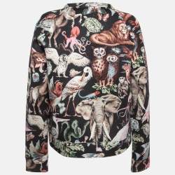 Pre Owned Valentino Black Animal Fantasy Print Neoprene Sweatshirt L