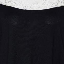 Pre Owned Valentino Black Knit & Lace Oversized Top L