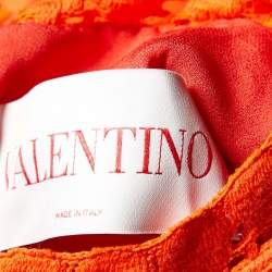 Pre Owned Valentino Orange Lace Short Dress S