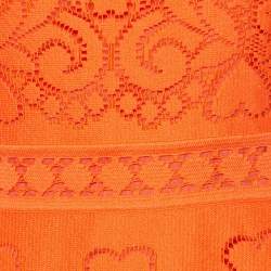Pre Owned Valentino Orange Lace Short Dress S