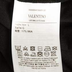 Pre Owned Valentino Black VLTN Print Cotton T-Shirt L