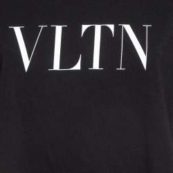 Pre Owned Valentino Black VLTN Print Cotton T-Shirt L