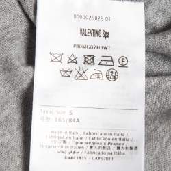 Pre Owned Valentino Grey Sequin Butterfly Applique Cotton T-Shirt S
