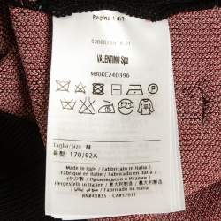 Pre Owned Valentino Black/Pink Lace Trim Knit Top M
