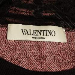 Pre Owned Valentino Black/Pink Lace Trim Knit Top M