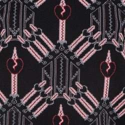 Pre Owned Valentino Black/Pink Lace Trim Knit Top M