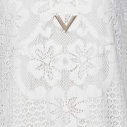 Pre Owned Valentino Cream Lace Full Sleeves Maxi Dress M