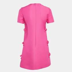 Pre Owned Valentino Pink Crepe Couture Bow Detail Short Dress S