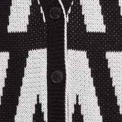 Valentino Black/White V Pattern Knit Optical Cardigan XS