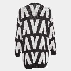 Valentino Black/White V Pattern Knit Optical Cardigan XS