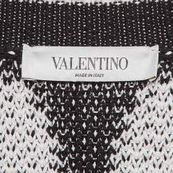 Valentino Black/White V Pattern Knit Optical Cardigan XS