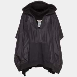 Valentino Black Jersey and Washed Taffetas Cape Sweatshirt L