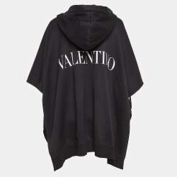 Valentino Black Jersey and Washed Taffetas Cape Sweatshirt L