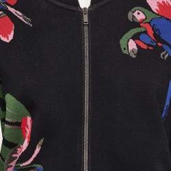 Valentino Black Tropical Intarsia Knitted Bomber Jacket L