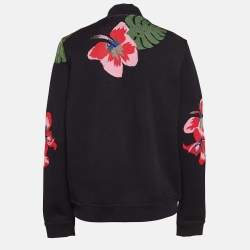 Valentino Black Tropical Intarsia Knitted Bomber Jacket L