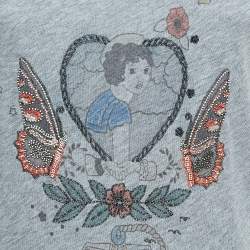Valentino Grey Embellished/Printed Jersey T-shirt XS