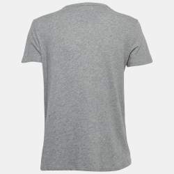 Pre Owned Valentino Grey Embellished Cotton Knit Round Neck T-Shirt S