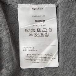 Pre Owned Valentino Grey Embellished Cotton Knit Round Neck T-Shirt S