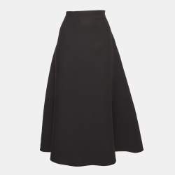 Pre Owned Valentino Black Virgin Wool & Silk Midi Skirt M