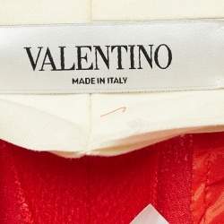 Valentino Red Crepe Wide Leg Pants M