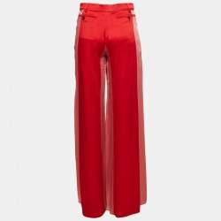 Valentino Red Crepe Wide Leg Pants M