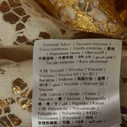 Pre Owned Valentino Gold Floral Lace Neck-Tie Detail Top M