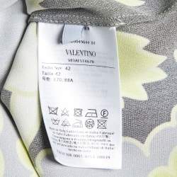 Pre Owned Valentino Cream Tropical World Arazzo Print Silk Blouse M