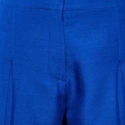 مملوكة مسبقًا Valentino Blue Wool & Silk Pleated Tapered Trousers M