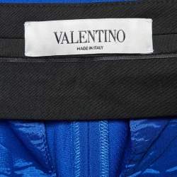مملوكة مسبقًا Valentino Blue Wool & Silk Pleated Tapered Trousers M
