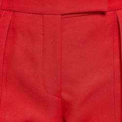 Pre Owned Valentino Red Gabardine Straight-Leg Trousers S