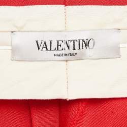 Pre Owned Valentino Red Gabardine Straight-Leg Trousers S