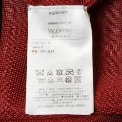 Valentino Red Ostrich Feather Trim Knit V-Neck Sweatshirt S