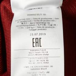 Valentino Red Ostrich Feather Trim Knit V-Neck Sweatshirt S