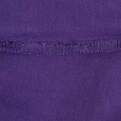 Pre Owned Valentino Purple Sequin Embroidered Jersey Oversized Crop T-Shirt M