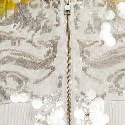 Valentino Yellow/Grey Sequin Embellished Cotton Crop Jacket S