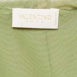 Pre Owned Valentino Roma Vintage Green Floral Print Chiffon Short Dress M