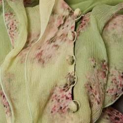 Pre Owned Valentino Roma Vintage Green Floral Print Chiffon Short Dress M