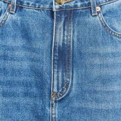 Pre Owned Valentino Blue Denim Flared Maxi Skirt S