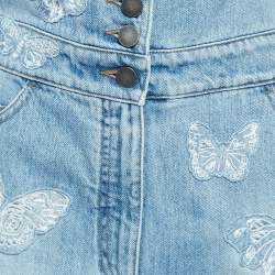Valentino Blue Washed Denim Butterfly Applique Dungaree M