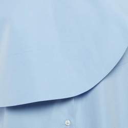 Pre Owned Valentino Blue Cotton One Shoulder Flap Detail Shirt S